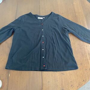 Quacker Factory Cardigan Sweater Womens XL Black Bling 3/4 Sleeve by Jeanne Bice